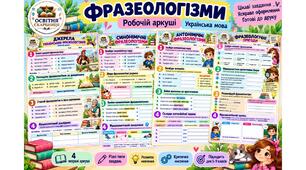 Фразеологізми. Комплект яскравих робочих аркушів (6 штук). Українська мова 6 клас НУШ