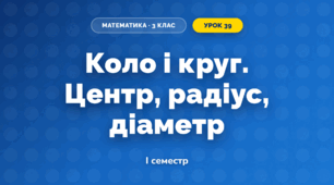Коло і круг. Центр, радіус, діаметр (3 клас, Математика, Гісь)
