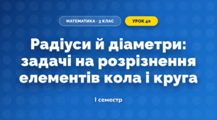 Радіуси й діаметри: задачі на розрізнення елементів кола і круга (3 клас, Математика, Гісь)