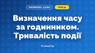 Визначення часу за годинником. Тривалість події (3 клас, Математика, Гісь)