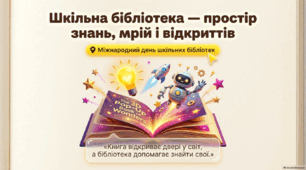 Презентація до Міжнародного дня шкільних бібліотек "Шкільна бібліотека - простір  знань, мрій і відкриттів"
