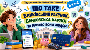 Тема 10. ЩО ТАКЕ БАНКІВСЬКИЙ РАХУНОК, БАНКОВСЬКА КАРТКА ТА НАВІЩО ВОНИ ЛЮДЯМ  "Підприємництво і фінансова грамотність" 8 клас