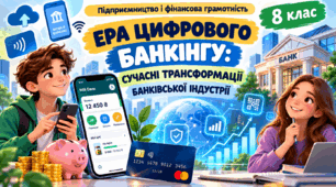 Тема 11. ЕРА ЦИФРОВОГО  БАНКІНГУ: СУЧАСНІ ТРАНСФОРМАЦІЇ  БАНКІВСЬКОЇ ІНДУСТРІЇ "Підприємництво і фінансова грамотність" 8 клас