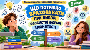 Тема 13. ЩО ПОТРІБНО ВРАХОВУВАТИ ПРИ ВИБОРІ ОСОБИСТОЇ ФОРМИ ЗАЙНЯТОСТІ  "Підприємництво і фінансова грамотність" 8 клас