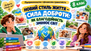 Тема 16. НОВИЙ СТИЛЬ ЖИТТЯ – СИЛА ДОБРОТИ: ЯК БЛАГОДІЙНІСТЬ ЗМІНЮЄ СВІТ  "Підприємництво і фінансова грамотність" 8 клас