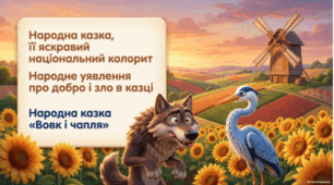 Народна казка, її яскравий національний колорит. «Вовк і чапля» ТЛ: народна казка