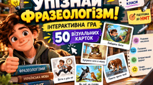 НМТ-тренажер(50 флешкарток) з теми "Фразеологізми"