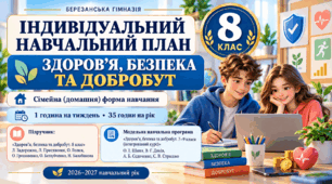 Індивідуальний навчальний план з ІК "Здоров'я, безпека та добробут" для учня/учениці 8 класу який/яка здобуває освіту за сімейною (домашньою) формою навчання