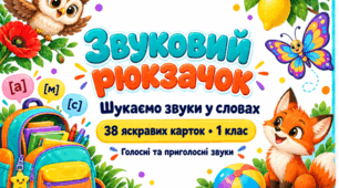 «Звуковий рюкзачок»: 38 яскравих карток для розпізнавання звуків у словах.