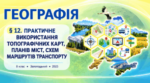 Практичне використання топографічних карт, планів міст, схем маршрутів транспорту. Презентація, інфографіка, робочий аркуш