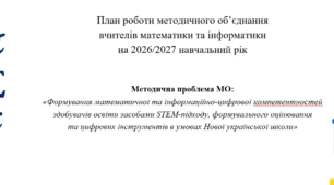 План роботи МО вчителів математики та інформатики
