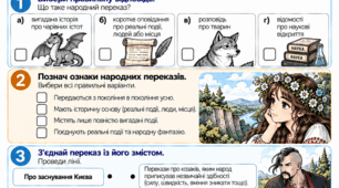 Народні перекази: виникнення, особливості, приклади. Українська література, 8 клас НУШ. Модифікований дидактичний матеріал для учнів з ООП (тема №5)