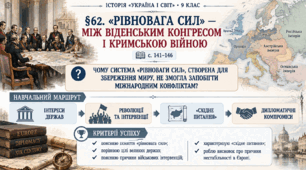 9 клас НУШ Презентація + робочий аркуш + робочий аркуш для ООП + опорний аркуш § 62 «Рівновага сил» — між Віденським конгресом і Кримською війною