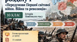 10 клас. Всесвітня історія — «Узагальнення розділу І. Передумови Першої світової війни. Війна та революція»