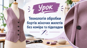 Технологія обробки бортів жіночих жилетів без коміра та підкладки