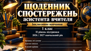 ЩОДЕННИК СПОСТЕРЕЖЕНЬ асистента вчителя 1 клас ІІ рівень