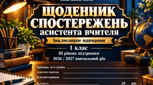 ЩОДЕННИК СПОСТЕРЕЖЕНЬ асистента вчителя 1 клас ІІІ рівень