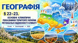 Основні кліматичні показники території України. Регіональні відмінності клімату. Презентація, інфографіка, робочий аркуш