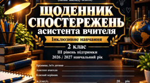 ЩОДЕННИК СПОСТЕРЕЖЕНЬ асистента вчителя 2 клас ІІІ рівень