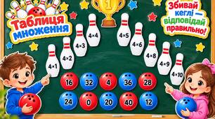 «Математичний боулінг» — вивчаємо та закріплюємо таблицю множення! 🎳🏆