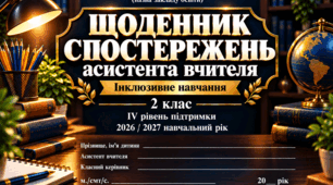 ЩОДЕННИК СПОСТЕРЕЖЕНЬ асистента вчителя 2 клас ІV рівень - НЕМОВЛЕННЄВА