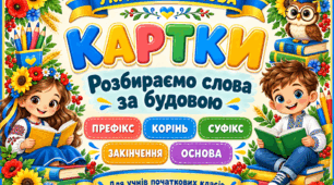 Дидактичні картки "Розбираємо слова за будовою" для учнів початкових класів