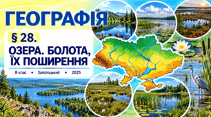 Озера. Болота, їх поширення. Презентація, інфографіка, робочий аркуш