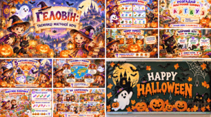 🎃 ГЕЛОВІН — ТАЄМНИЦІ МАГІЧНОЇ НОЧІ! 👻 | Комплект: інтерактивна презентація (35 слайдів) + святкове оформлення дошки | Ігри, загадки, цікаві факти
