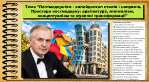 Постмодернізм - калейдоскоп стилів і напрямів. Простори постмодерну: архітектура, мінімалізм, концептуалізм та музичні трансформації. Мистецтво. 9 клас НУШ (2026). До підручника і модельної програми Масол Л.