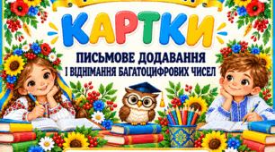 Дидактичні картки «Письмове додавання і віднімання багатоцифрових чисел»