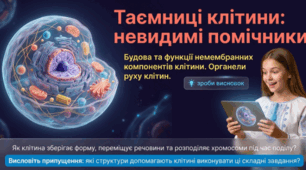Будова та функції немембранних компонентів клітин (цитоплазма, цитоскелет, клітинний центр, веретено поділу). Органели руху клітин. 9 кл НУШ