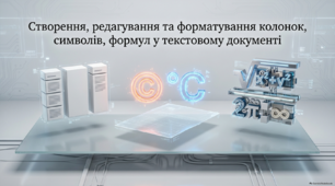 Створення, редагування та форматування колонок, символів, формул у текстовому документі