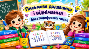Урок 34 Письмове додавання і віднімання багатоцифрових чисел .