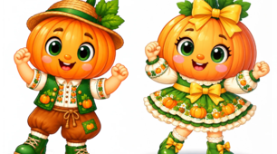 Аплікація «Кумедні гарбузики» — весела осіння парочка! 🎃💛
