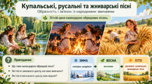 Купальські, русальні та жниварські пісні. Образність і зв’язок із народними звичаями