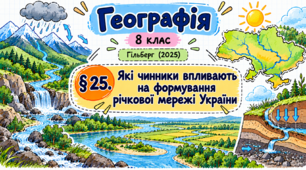 Які чинники впливають на формування річкової мережі України. Презентація, інфографіка, робочий аркуш