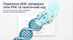 Подвоєння ДНК, репарація, типи РНК і генетичний код