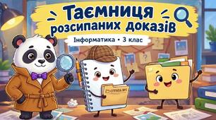 Презентація з інформатики (3 клас НУШ): «Таємниця розсипаних доказів. Файли, папки та структурування інформації»