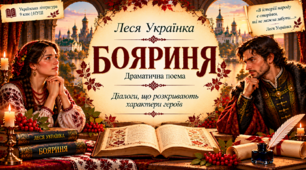 9 клас НУШ Роль діалогів у композиції драматичної поеми Лесі Українки «Бояриня». Характеристика дійових осіб. Усний діалог (з декламацією фрагментів поеми).