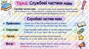 Таблиця «Службові частини мови»