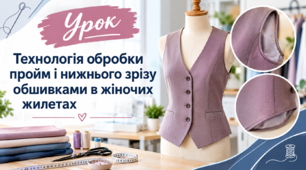 Технологія обробки пройм і нижнього зрізу обшивками в жіночих жилетах