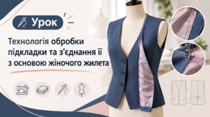 Технологія обробки підкладки та з’єднання її з основою жіночого жилета