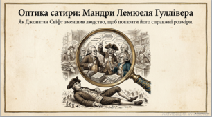 Розробка уроку зарубіжної літератури (конспект + презентація): Джонатан Свіфт «Мандри Лемюеля Гуллівера». Сатира, езопова мова та психологічний аналіз