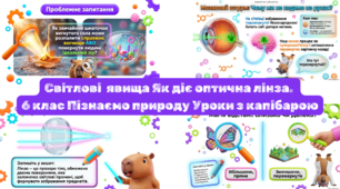 Світлові  явища Як діє оптична лінза. 6 клас Пізнаємо природу Уроки з капібарою