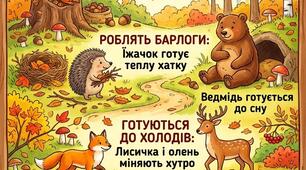 Плакат " Осінні турботи диких тварин"