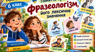 Поняття про фразеологізм, його лексичне значення. 6 клас НУШ. Конспект+презентація