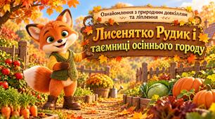 Інтегроване заняття з ознайомлення з природним довкіллям та художньо-продуктивної діяльності (ліплення) «Лисенятко Рудик і таємниці осіннього городу»