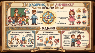 Дидактична гра «Ідентифікація за статевою ознакою (де хлопчик, а де дівчинка)»