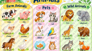 Animals. Світ тварин англійською: інтерактивні картки для вирізання та плакат для дошкільнят