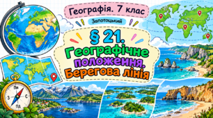 Географічне положення. Берегова лінія. Презентація, інфографіка, робочий аркуш